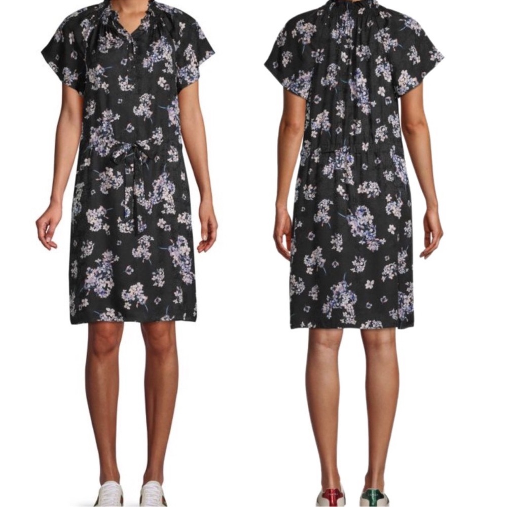 Rebecca Taylor Floral-Print Silk Button-Front Dress